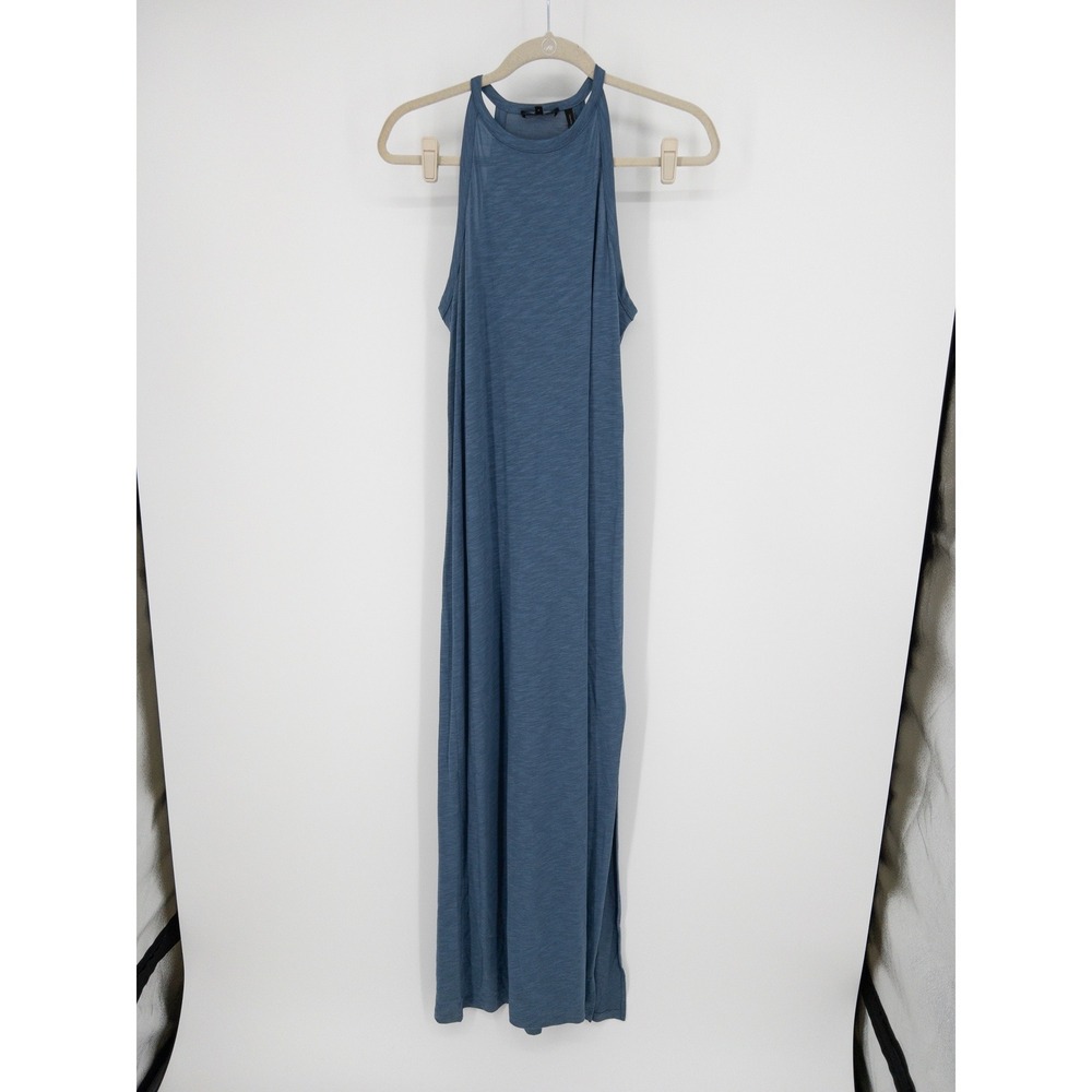 Theory Sonaki M Atmos Light Blue Slub Knit Sleeveless Maxi Dress Size Small